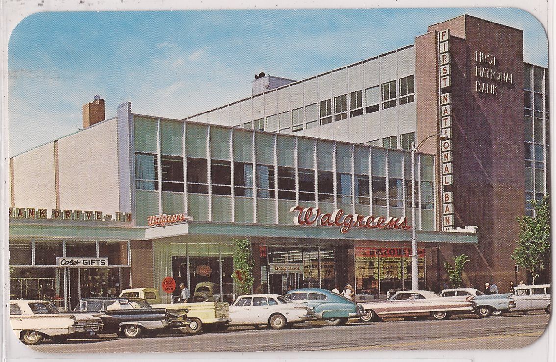 Colorado Springs CO Postcard WALGREENS Drug Store Street View 1950s