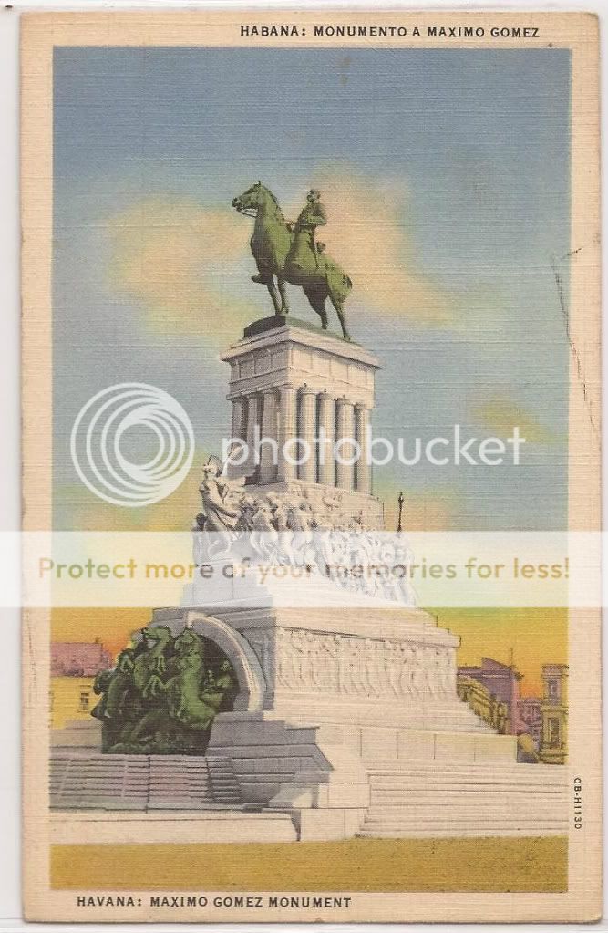 Cuba Postcard Havana Maximo Gomez Monument Linen Unused  