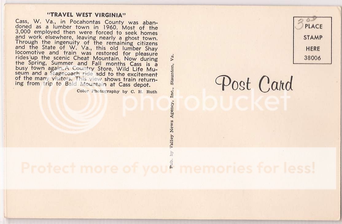 Cass West Virginia Postcard Scenic Railroad Station Cheat Mountain 