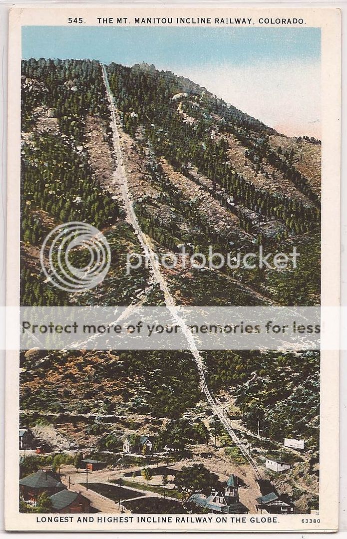 MT Manitou Incline Railway Postcard Colorado Springs Co c1930s Unused