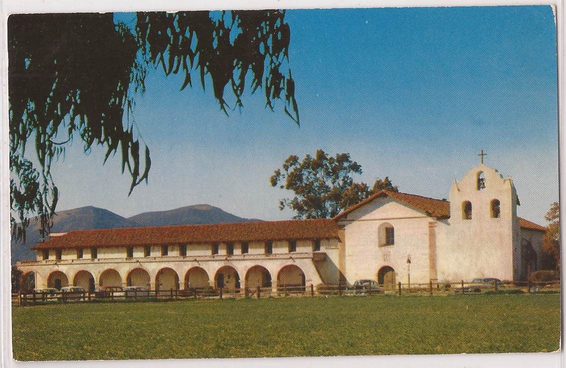 California Mission Santa Ines Postcard Front View Santa Ynez CA c1960s ...