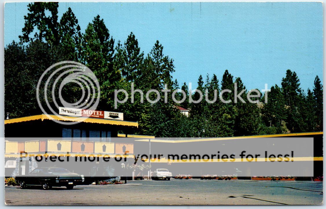 The Village Motel British Columbia Canada Princeton, BC Canada Postcard THE VILLAGER MOTEL Roadside c1960s Chrome