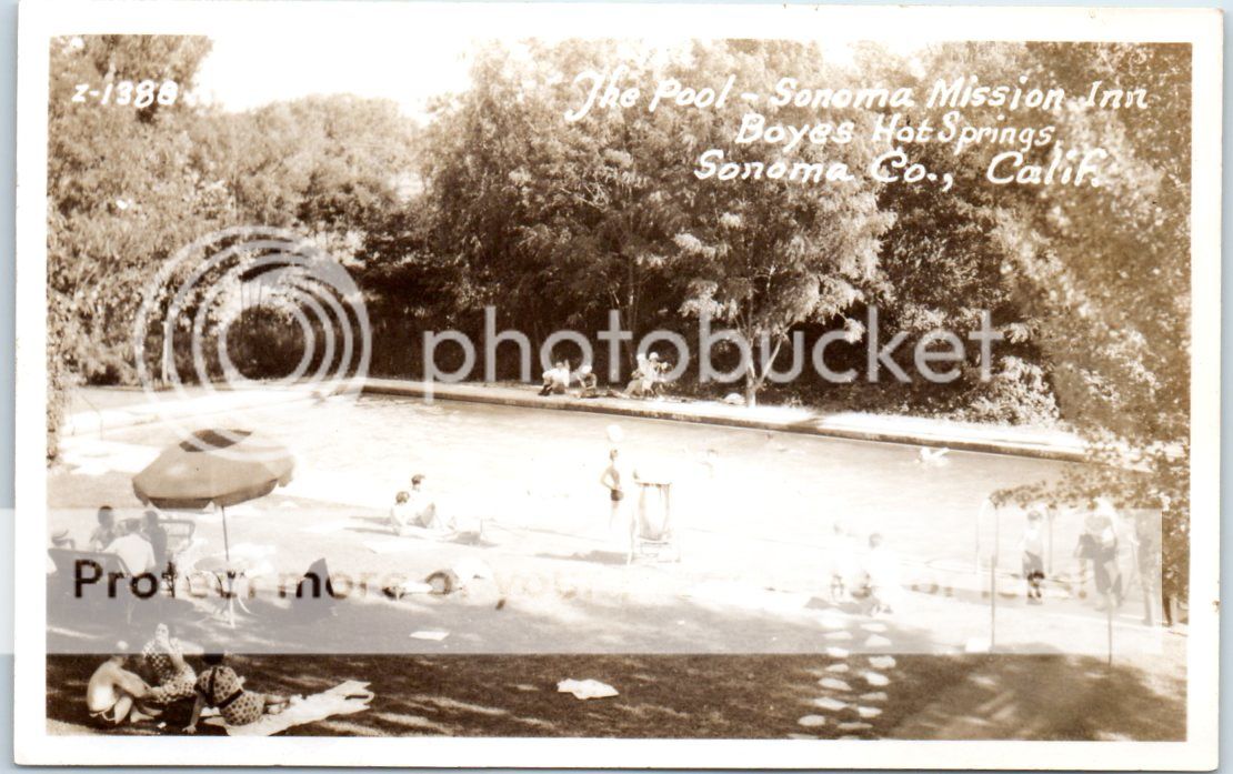 Boyes Hot Springs CA RPPC Real Photo Postcard SONOMA MISSION INN Pool