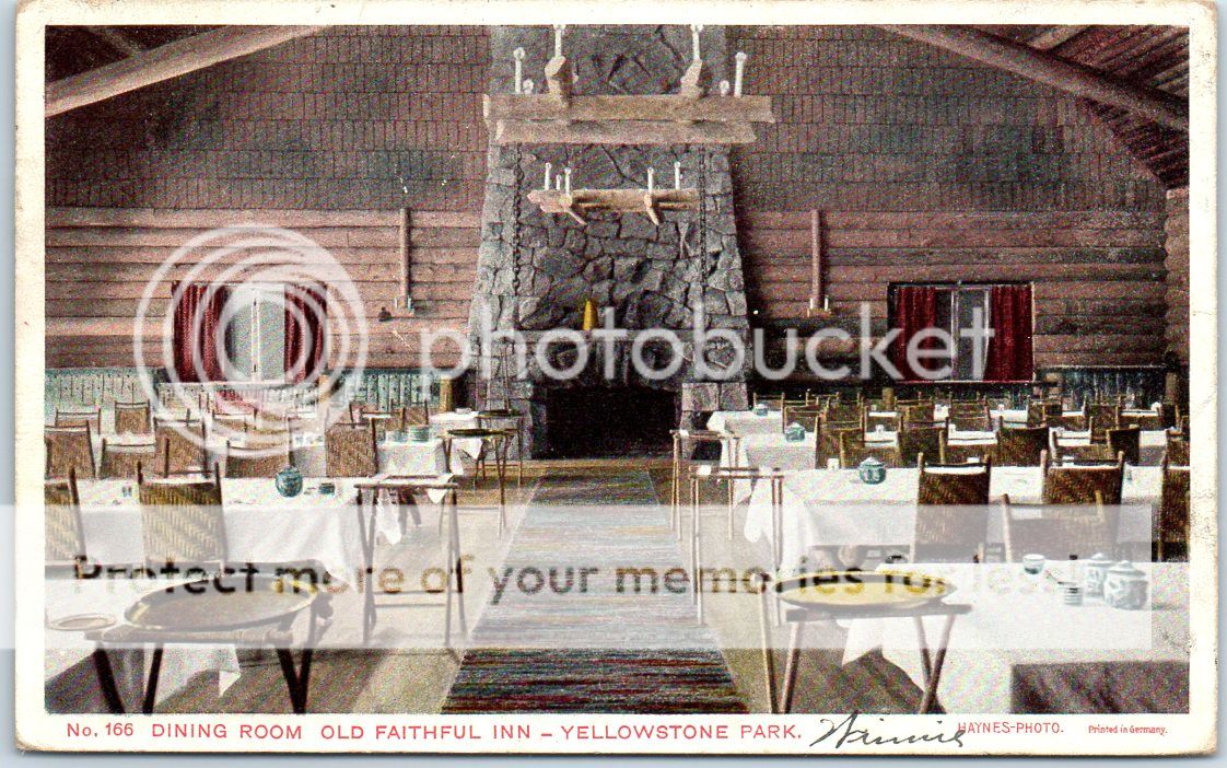1909 Yellowstone Park Postcard Dining Room Old Faithful Inn Haynes W Cancel Ebay