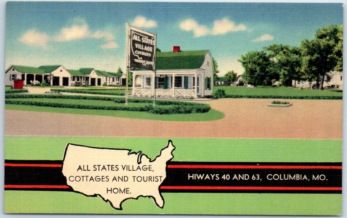 Columbia Missouri Postcard All States Village Cottage Tourist