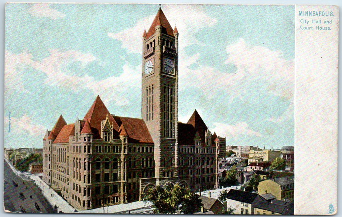 Minneapolis-MN-Postcard-034-City-Hall-amp-Court-House-034-Bird-039-s-Eye-View-TUCK-039-S-c1900s