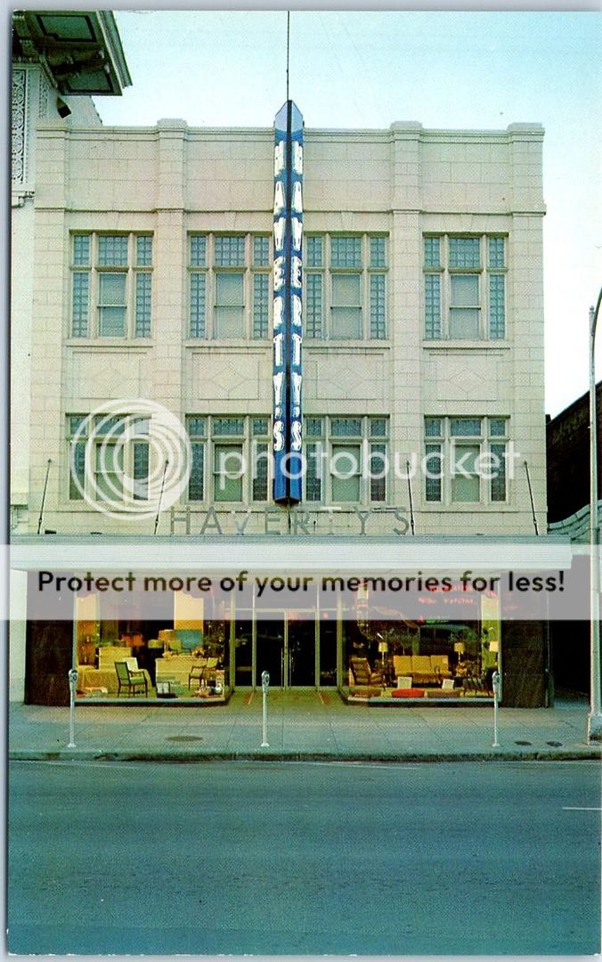 Augusta, Georgia Postcard HAVERTY'S FURNITURE STORE Broad Street c1950s