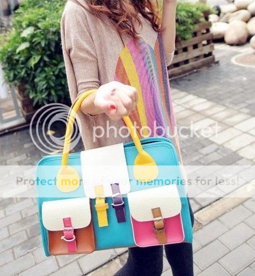 New retro package Korean female bag stitching color hit women handbag
